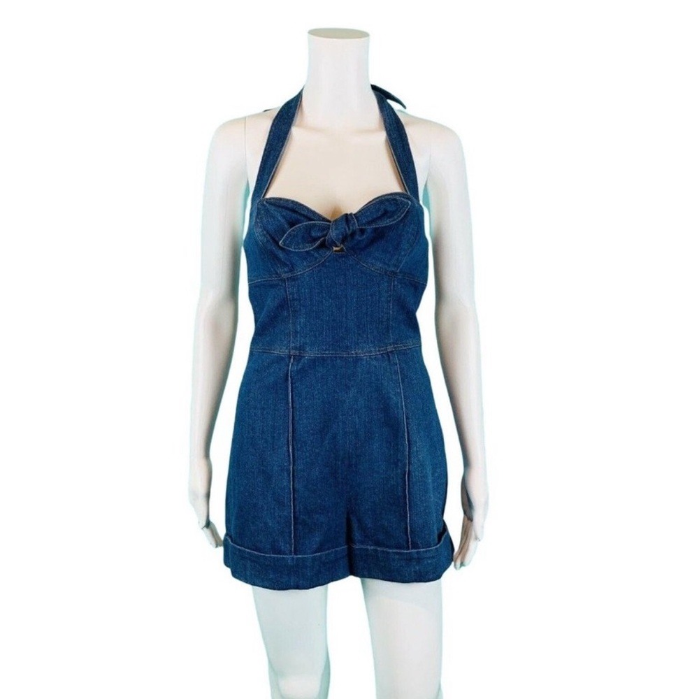 Betsey Johnson Denim Halter Romper